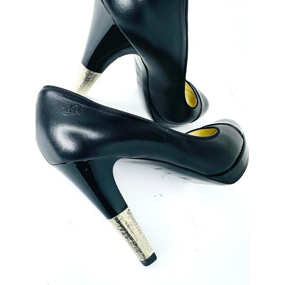 Chanel classic Black Patent Leather Toe Pumps with Metallic Silver Heel EU 40.5 - Picture 4 of 9